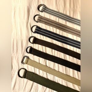 Lot of 7 Men's Multi-Color Canvas Belts, great used condition!